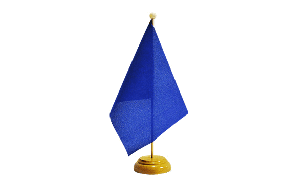 Plain Blue Small Flag with Wooden Stand
